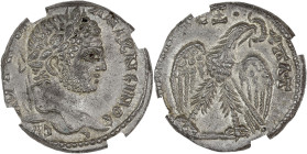 EMPIRE ROMAIN - ROMAN
Caracalla (198-217). Tétradrachme 214-215, Antioche.
Prieur 217 ; Billon - 13,27 g - 24 mm - 6 h
GENI MS (ACUSRAQZTP). 
Avec son...