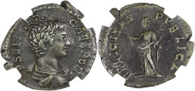 EMPIRE ROMAIN - ROMAN
Geta (198-212). Denier 200-202, Rome.
RIC.9 ; Argent - 3 g - 16 mm - 11 h
GENI XF (ACKOCJ1SNP). 
Avec une patine grise. TTB.