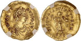 EMPIRE BYZANTIN - BYZANTINE
Justin II (565-578). Trémissis ND, Constantinople.
BC.353 ; Or - 1,47 g - 13,5 mm - 6 h
GENI XF+ Flan flow (AC9ISN2P7E). 
...