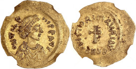 EMPIRE BYZANTIN - BYZANTINE
Maurice Tibère (582-602). Trémissis ND, Constantinople.
BC.488 ; Or - 1,49 g - 17 mm - 7 h
NGC Ch AU 4/5 3/5 edge bend (66...