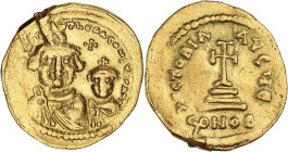 EMPIRE BYZANTIN - BYZANTINE
Héraclius et Héraclius Constantin (613-641). Solidus ND (613-629), Constantinople, 5e officine.
BC.734 ; Or - 4,26 g - 20 ...