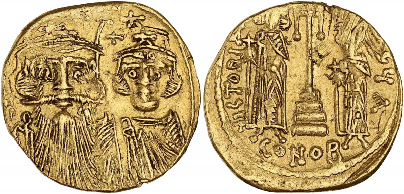 EMPIRE BYZANTIN - BYZANTINE
Constant II (641-668). Solidus avec Constantin IV, H...