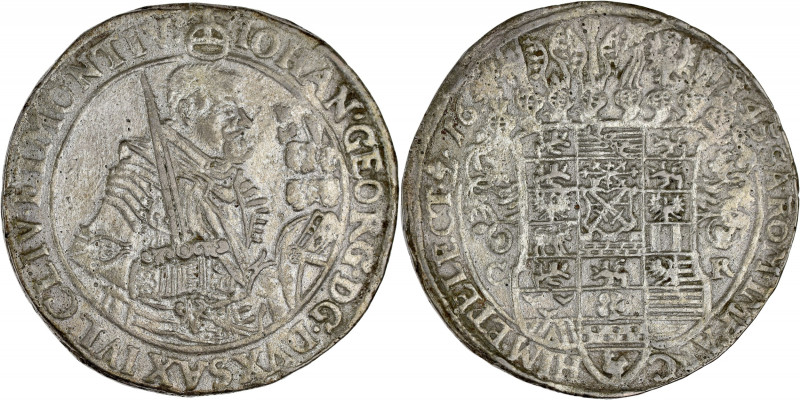 ALLEMAGNE - GERMANY
Saxe, Jean-Georges Ier (1615-1656). Thaler 1645, Dresde.
Dav...