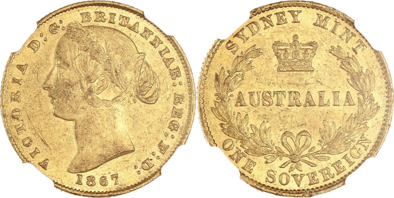 AUSTRALIE - AUSTRALIA
Victoria (1837-1901). Souverain 1867, Sydney.
KM.4 - Fr.10...