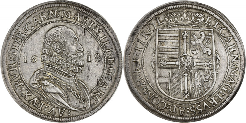 AUTRICHE - AUSTRIA
Maximilien III (1590-1618). Thaler 1618, Hall.
KM.227.2 ; Arg...