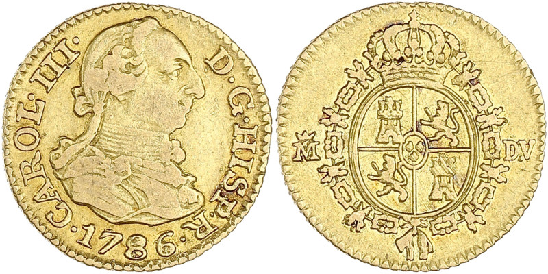 ESPAGNE - SPAIN
Charles III (1759-1788). 1/2 escudo 1786, M couronnée, Madrid.
F...