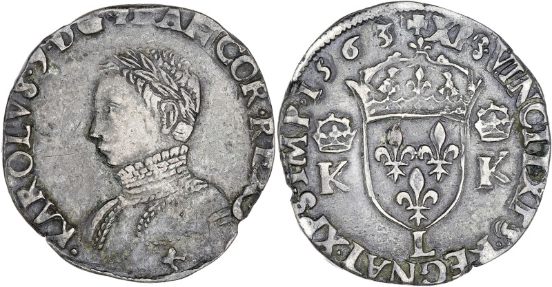 FRANCE / CAPÉTIENS - FRANCE / ROYAL
Charles IX (1560-1574). Teston 4e type 1563,...