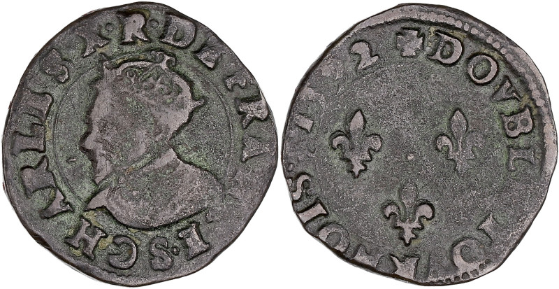 FRANCE / CAPÉTIENS - FRANCE / ROYAL
Charles X (1589-1594). Double tournois 1592,...