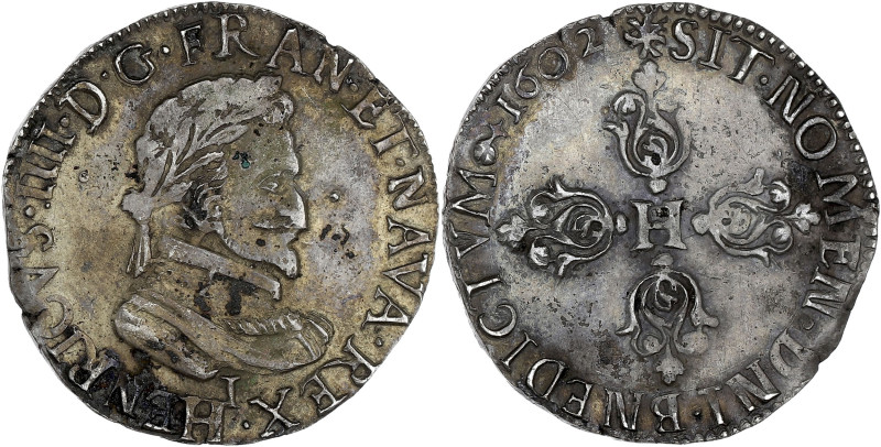 FRANCE / CAPÉTIENS - FRANCE / ROYAL
Henri IV (1589-1610). Demi-franc 1602, I, Li...