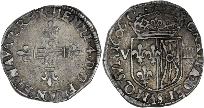 FRANCE / CAPÉTIENS - FRANCE / ROYAL
Henri IV (1589-1610). Huitième d’écu de Nava...