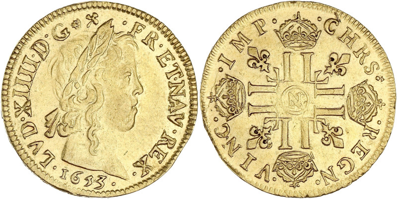 FRANCE / CAPÉTIENS - FRANCE / ROYAL
Louis XIV (1643-1715). Louis d’or à la mèche...