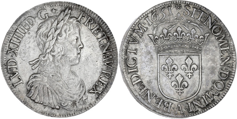 FRANCE / CAPÉTIENS - FRANCE / ROYAL
Louis XIV (1643-1715). Écu à la mèche longue...