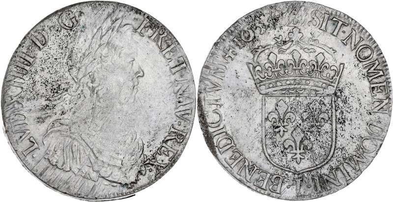 FRANCE / CAPÉTIENS - FRANCE / ROYAL
Louis XIV (1643-1715). Écu à la mèche longue...