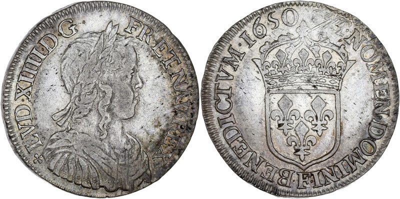 FRANCE / CAPÉTIENS - FRANCE / ROYAL
Louis XIV (1643-1715). Demi-écu à la mèche l...