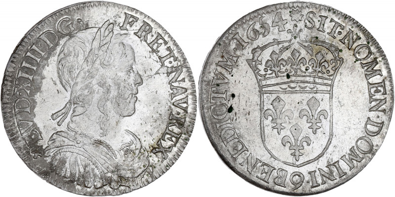 FRANCE / CAPÉTIENS - FRANCE / ROYAL
Louis XIV (1643-1715). Demi-écu à la mèche l...