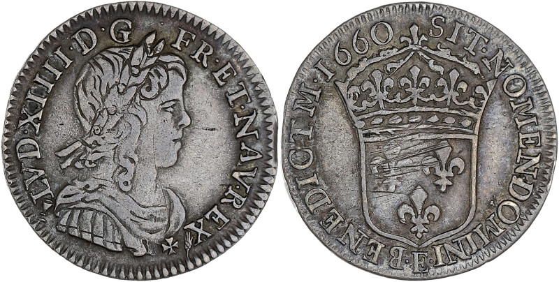 FRANCE / CAPÉTIENS - FRANCE / ROYAL
Louis XIV (1643-1715). Douzième d’écu à la m...