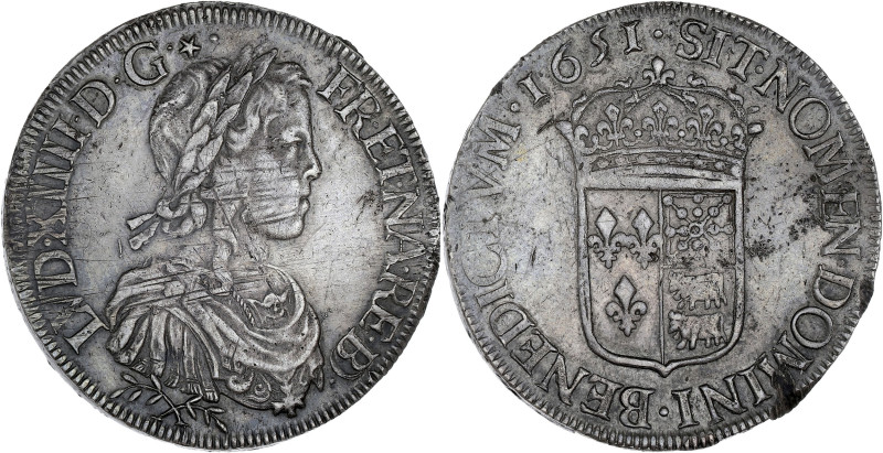 FRANCE / CAPÉTIENS - FRANCE / ROYAL
Louis XIV (1643-1715). Écu de Béarn à la mèc...