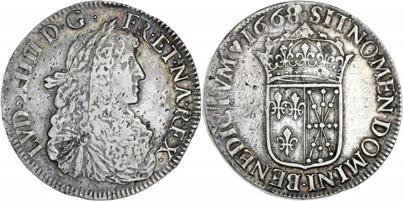 FRANCE / CAPÉTIENS - FRANCE / ROYAL
Louis XIV (1643-1715). Écu de Navarre au bus...