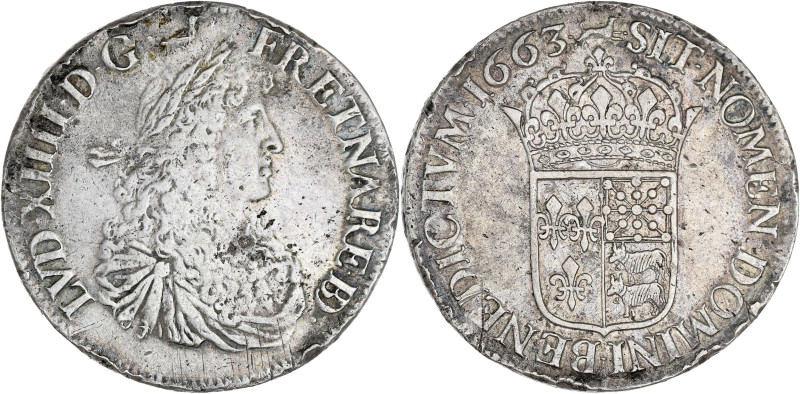 FRANCE / CAPÉTIENS - FRANCE / ROYAL
Louis XIV (1643-1715). Écu de Béarn au buste...