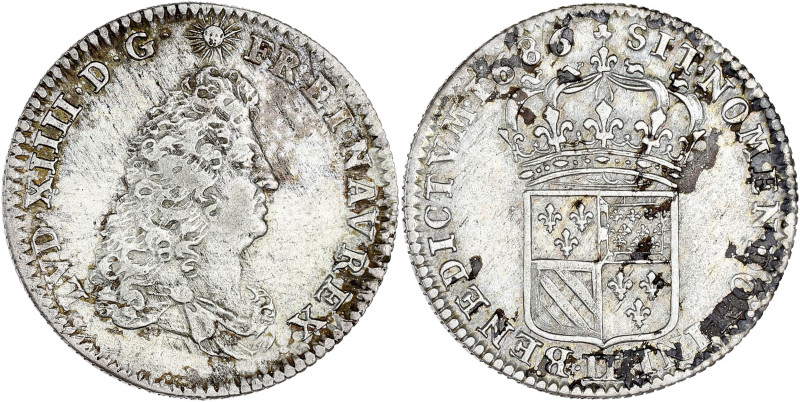 FRANCE / CAPÉTIENS - FRANCE / ROYAL
Louis XIV (1643-1715). Huitième d’écu de Fla...