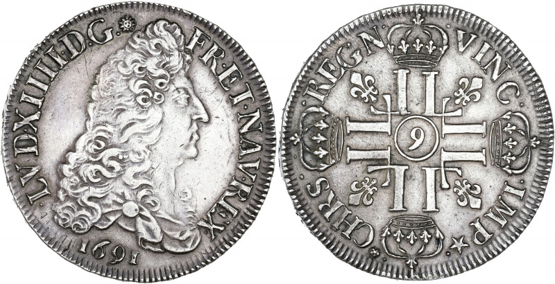 FRANCE / CAPÉTIENS - FRANCE / ROYAL
Louis XIV (1643-1715). Écu aux huit L, 1er t...