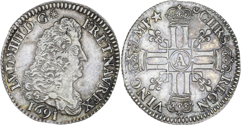 FRANCE / CAPÉTIENS - FRANCE / ROYAL
Louis XIV (1643-1715). Quart d’écu aux huit ...