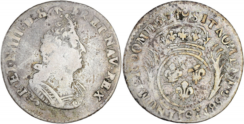 FRANCE / CAPÉTIENS - FRANCE / ROYAL
Louis XIV (1643-1715). Douzième d’écu aux pa...