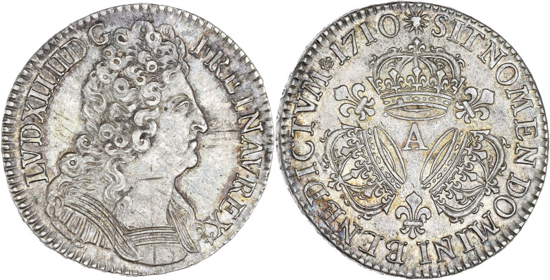 FRANCE / CAPÉTIENS - FRANCE / ROYAL
Louis XIV (1643-1715). Demi-écu aux trois co...