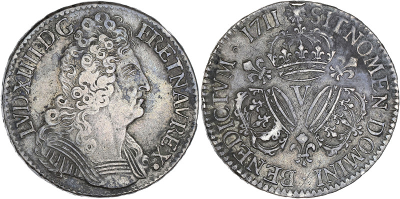 FRANCE / CAPÉTIENS - FRANCE / ROYAL
Louis XIV (1643-1715). Demi-écu aux trois co...