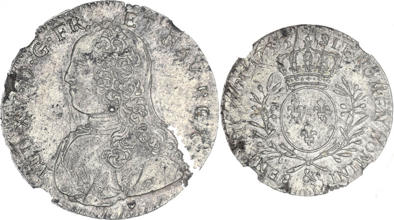 FRANCE / CAPÉTIENS - FRANCE / ROYAL
Louis XV (1715-1774). Demi-écu aux rameaux d...