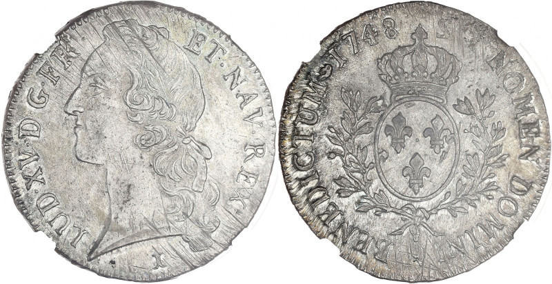 FRANCE / CAPÉTIENS - FRANCE / ROYAL
Louis XV (1715-1774). Écu au bandeau 1748/7,...