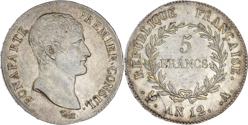 FRANCE
Consulat (1799-1804). 5 francs Bonaparte An 12 (1804), A, Paris.
G.577 - ...