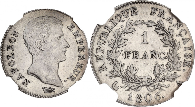 FRANCE
Premier Empire / Napoléon Ier (1804-1814). 1 franc Empereur, calendrier g...