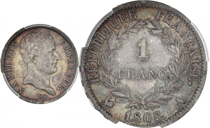 FRANCE
Premier Empire / Napoléon Ier (1804-1814). 1 franc République 1808, A, Pa...