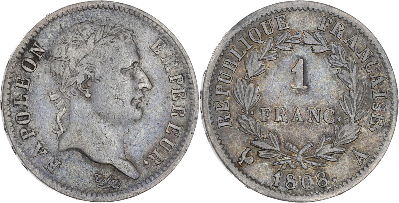 FRANCE
Premier Empire / Napoléon Ier (1804-1814). 1 franc République 1808, A, Pa...