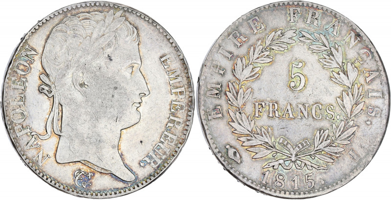 FRANCE
Cent-Jours / Napoléon Ier (mars-juillet 1815). 5 francs Empire 1815, I, L...