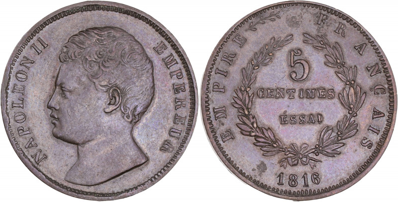 FRANCE
Napoléon II (1811-1832). Essai de 5 centimes Napoléon II Empereur, flan m...