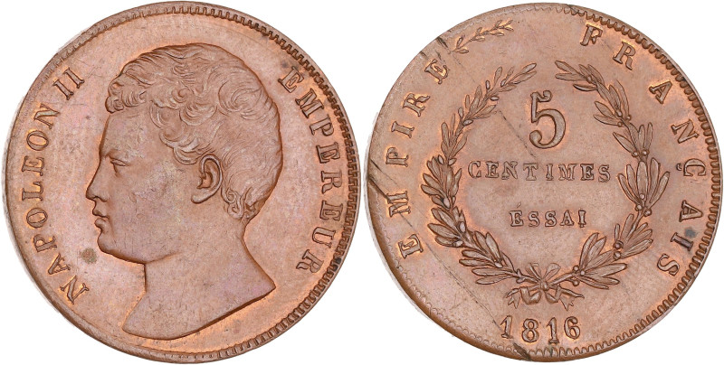 FRANCE
Napoléon II (1811-1832). Essai de 5 centimes Napoléon II Empereur 1816, B...