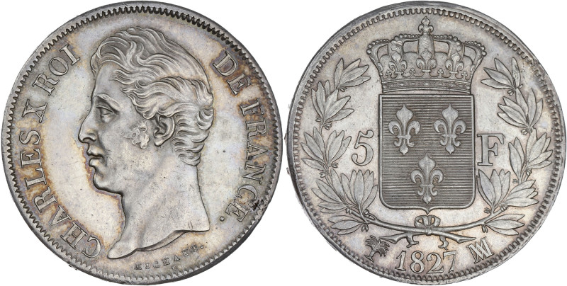 FRANCE
Charles X (1824-1830). 5 francs, 2e type 1827, MA, Marseille.
G.644 - F.3...