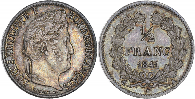 FRANCE
Louis-Philippe Ier (1830-1848). 1/2 franc 1841, A, Paris.
G.408 - F.182 ;...