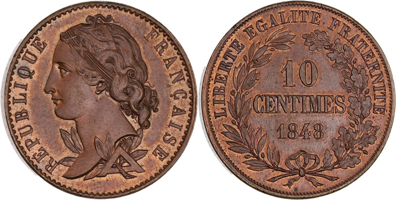 FRANCE
IIe République (1848-1852). Essai de 10 centimes, concours de Magniadas 1...