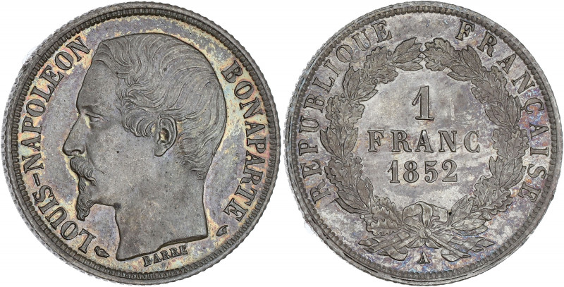 FRANCE
IIe République (1848-1852). 1 franc Louis-Napoléon Bonaparte 1852, A, Par...