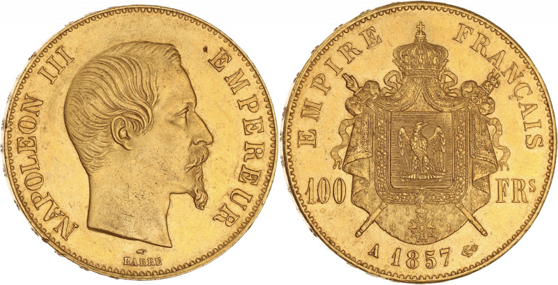 FRANCE
Second Empire / Napoléon III (1852-1870). 100 francs tête nue 1857, A, Pa...