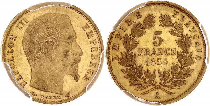 FRANCE
Second Empire / Napoléon III (1852-1870). 5 francs tête nue petit module,...