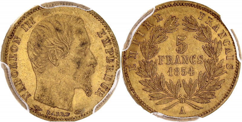 FRANCE
Second Empire / Napoléon III (1852-1870). 5 francs tête nue petit module,...