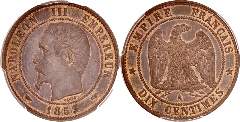 FRANCE
Second Empire / Napoléon III (1852-1870). Dix centimes tête nue 1853, A, ...