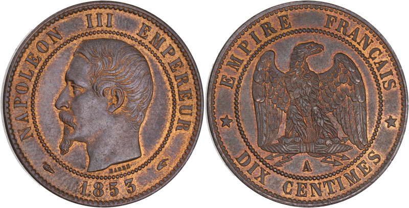 FRANCE
Second Empire / Napoléon III (1852-1870). Dix centimes tête nue 1853, A, ...