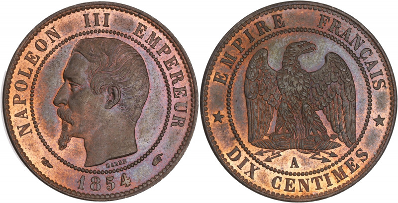 FRANCE
Second Empire / Napoléon III (1852-1870). Dix centimes tête nue 1854, A, ...