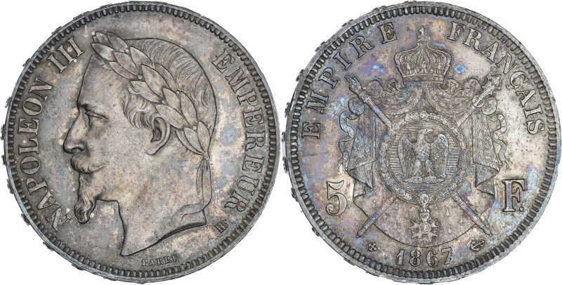 FRANCE
Second Empire / Napoléon III (1852-1870). 5 francs tête laurée 1867, BB, ...