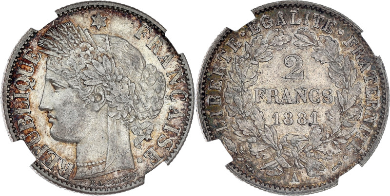 FRANCE
IIIe République (1870-1940). 2 francs Cérès 1881, A, Paris.
G.530a - F.26...